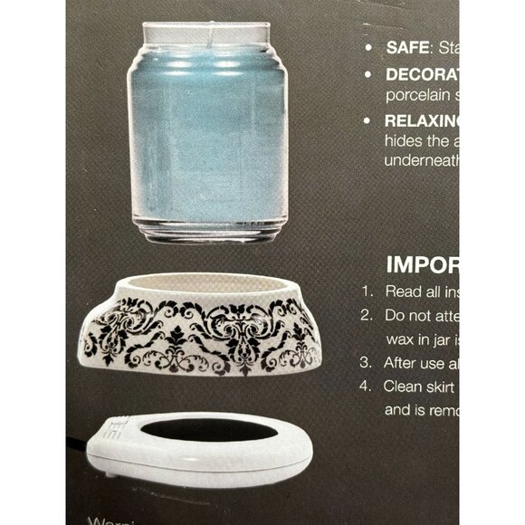 Ceramic Candle Hearth With Black Floral Scroll Print Pattern - Picture 9 of 12